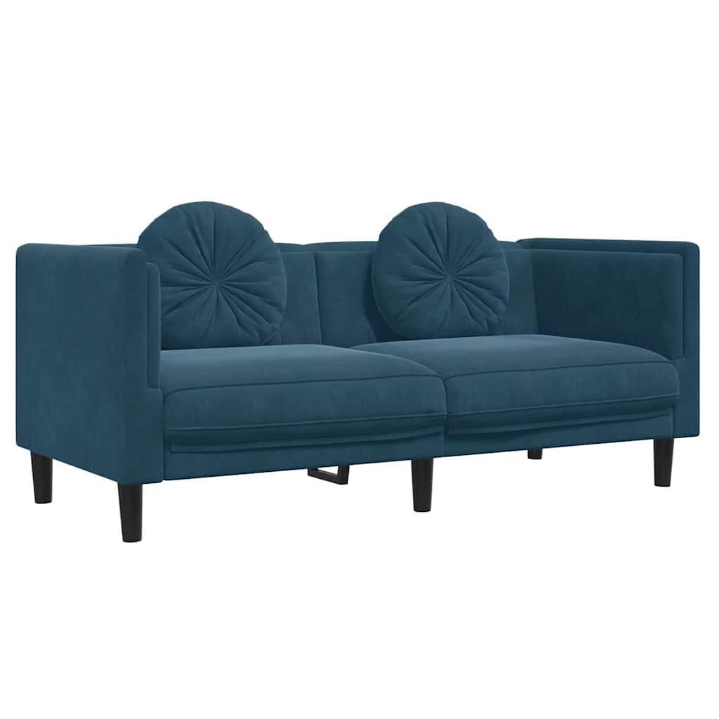 Thumbnail - vidaXL Sofa mit Kissen 2-Sitzer Blau Samt