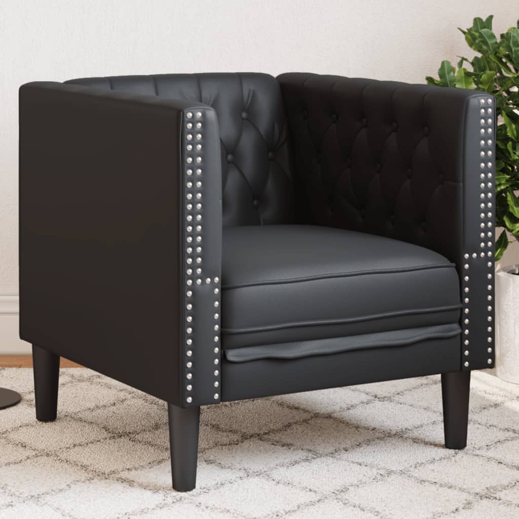 vidaXL Chesterfield-Sessel Schwarz Kunstleder