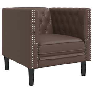 Křeslo Chesterfield hnědé umělá kůže - obrázek 2
