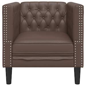Křeslo Chesterfield hnědé umělá kůže - obrázek 4