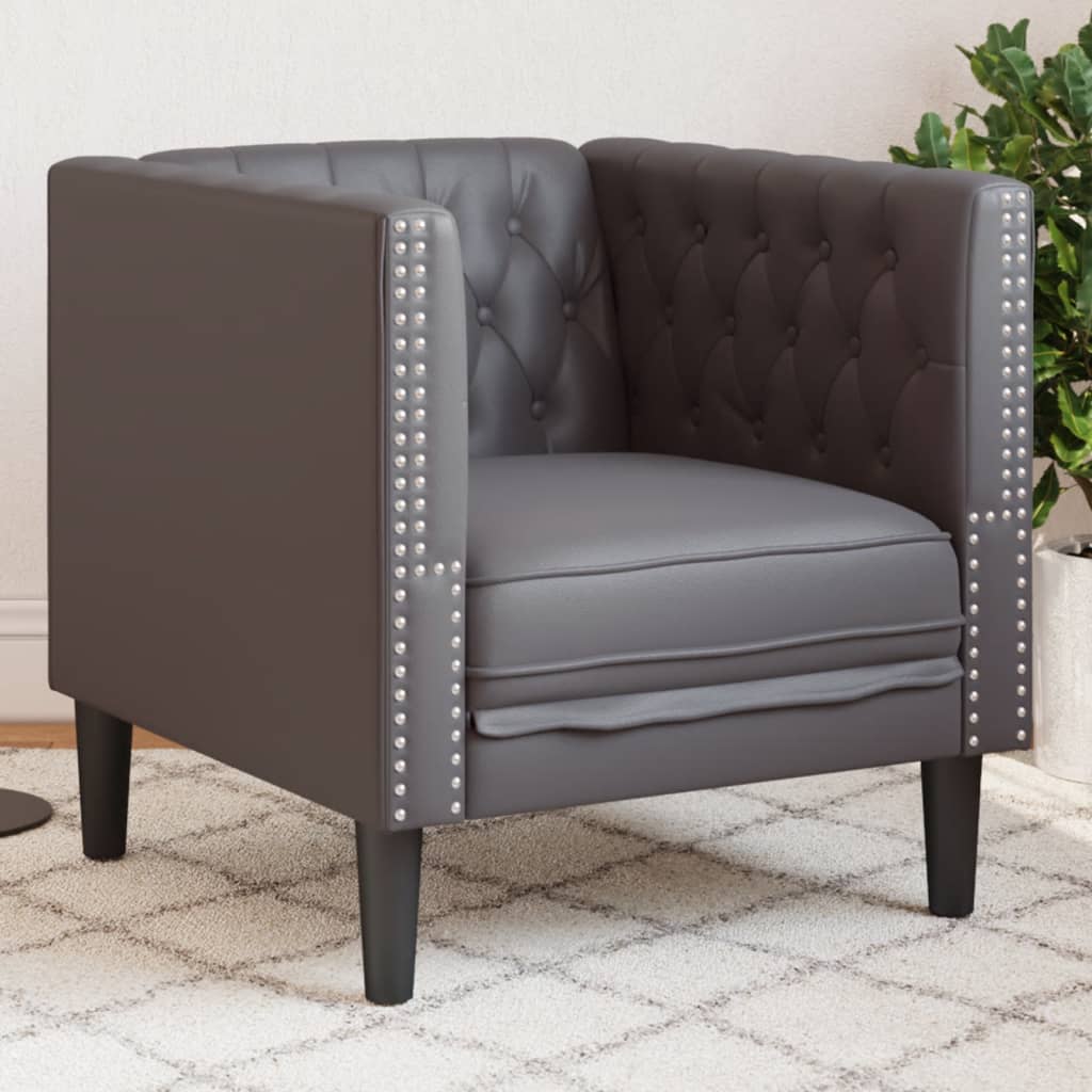 vidaXL Chesterfield-Sessel Grau Kunstleder