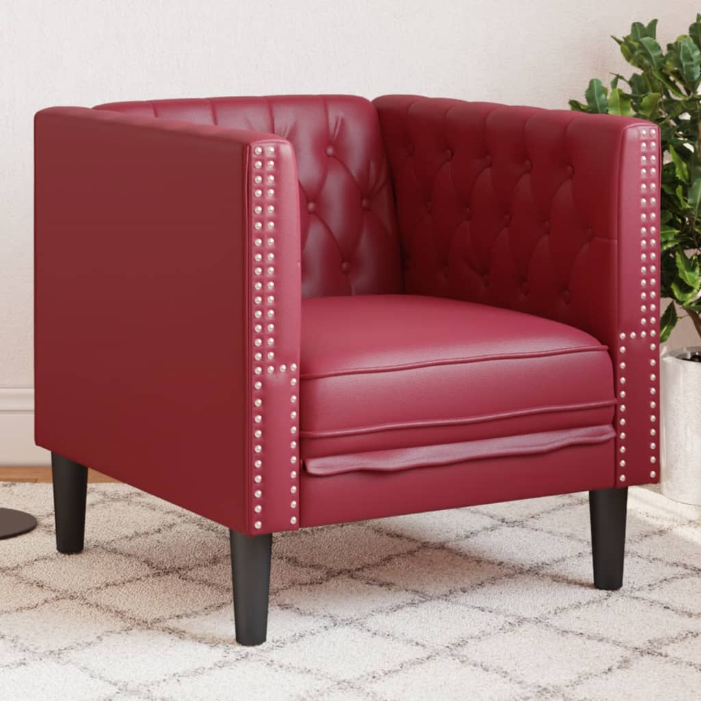 vidaXL Chesterfield-Sessel Weinrot Kunstleder