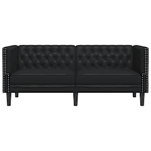 Pohovka Chesterfield 2místná černá umělá kůže - obrázek 4