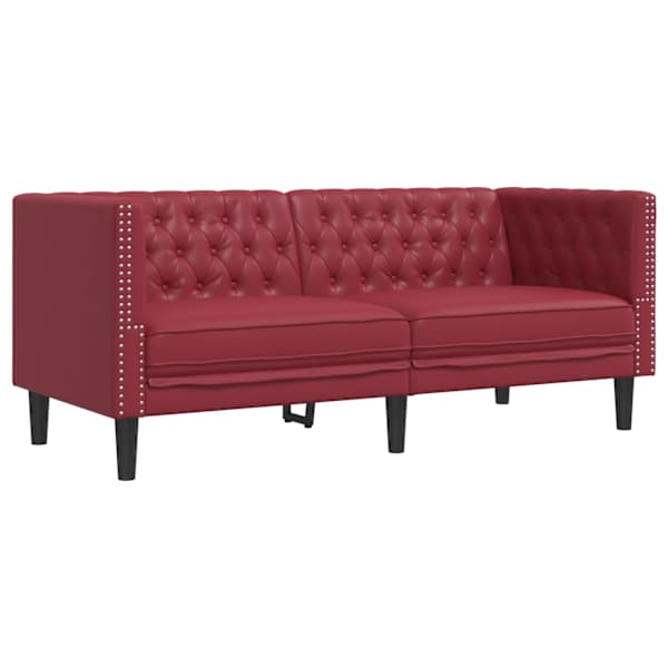 vidaXL Chesterfield 2-kohaline, veinipunane, kunstnahk