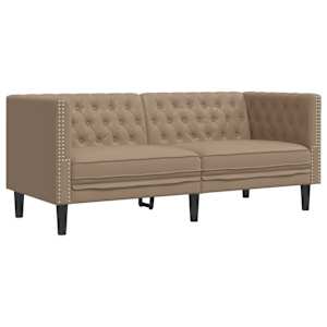Pohovka Chesterfield 2místná cappuccino umělá kůže - obrázek 2