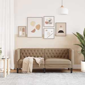 Pohovka Chesterfield 2místná cappuccino umělá kůže - obrázek 3