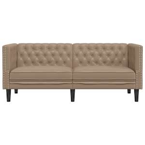 Pohovka Chesterfield 2místná cappuccino umělá kůže - obrázek 4