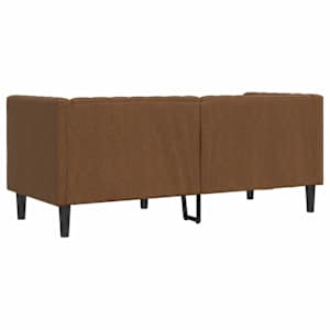 Pohovka Chesterfield 2místná hnědá umělá semišová kůže - obrázek 6