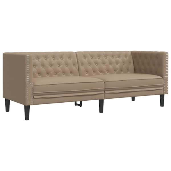 vidaXL Chesterfieldi diivan, 3-kohaline, cappuccino-v&auml;rvi, kunstnahk