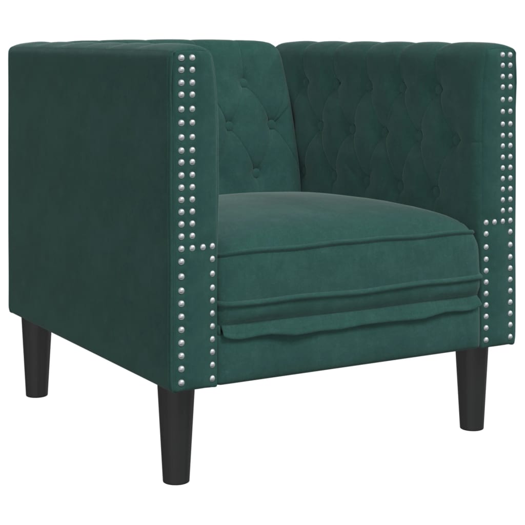 VidaXL Chesterfield Sofa Chair Dark Green Velvet