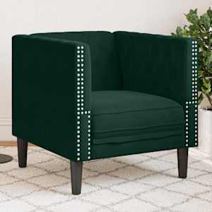 Chesterfield kavč stol Temno zeleni žamet
