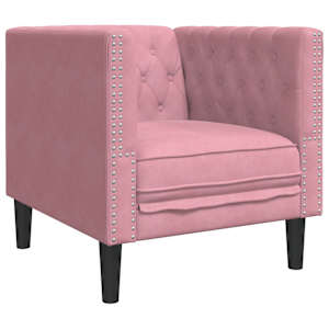 vidaXL Chesterfield tugitool, roosa, samet