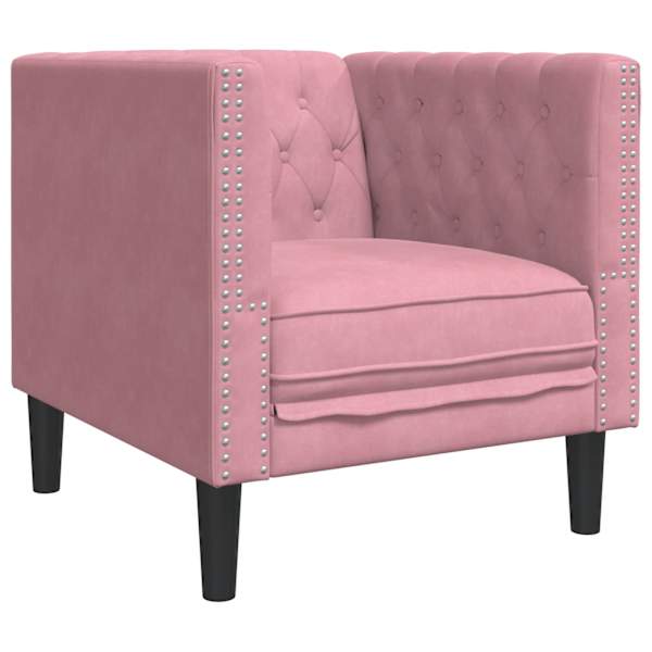 vidaXL Chesterfield tugitool, roosa, samet