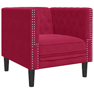 Křeslo Chesterfield vínové umělá samet - obrázek 2