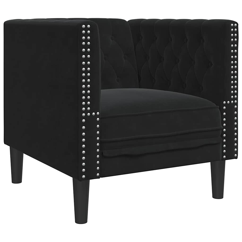 E-shop vidaXL Pohovka Chesterfield čierna zamat
