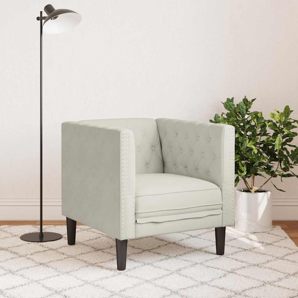 Thumbnail - vidaXL Chesterfield-Sessel Creme Samt