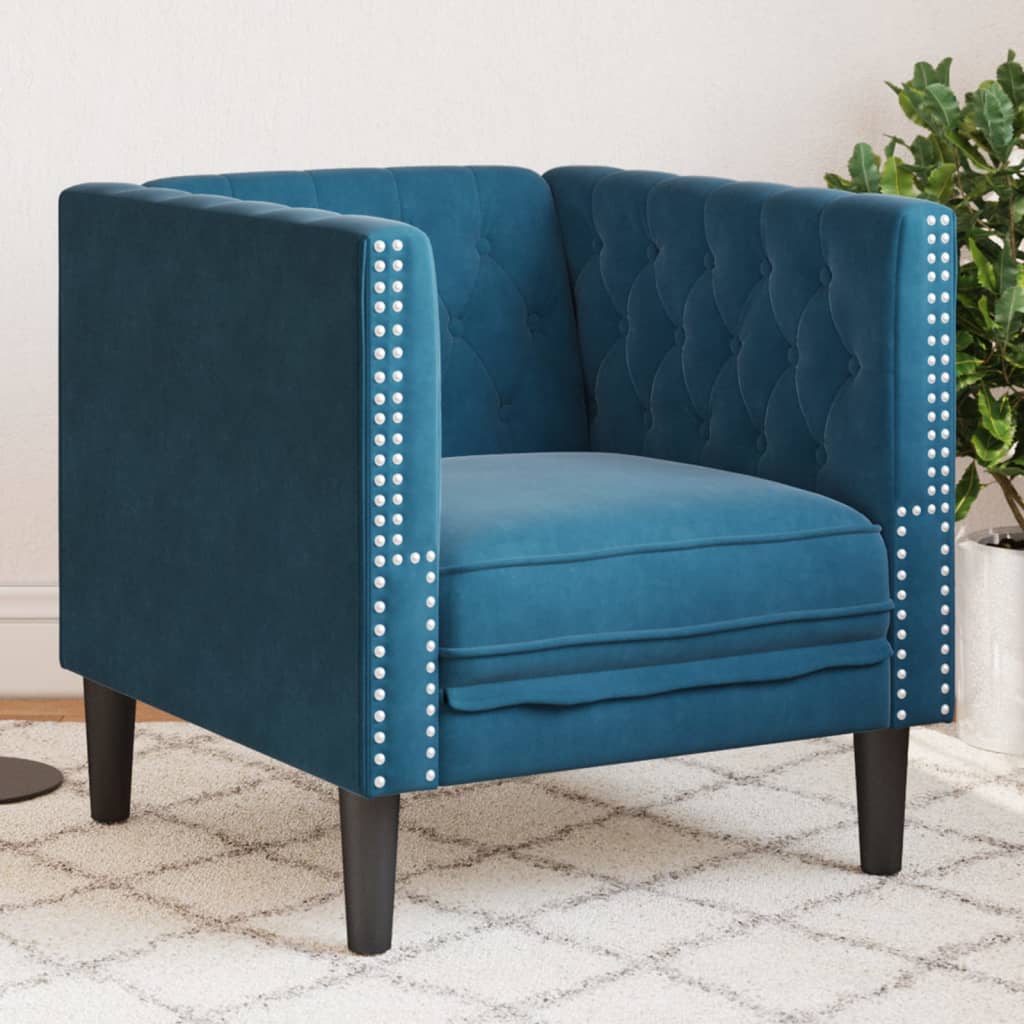 vidaXL Chesterfield-Sessel Blau Samt