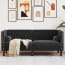  vidaXL 2 személyes fekete bársony Chesterfield kanapé hengerpárnákkal termék 2. képe