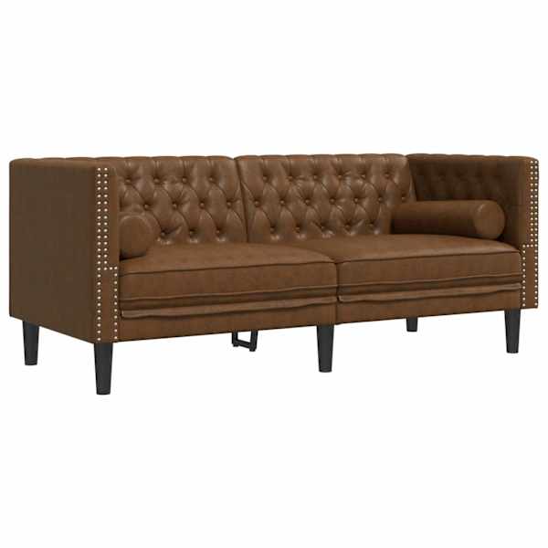 vidaXL 2-kohaline Chesterfield diivan rullpatjadega kunstseemisnahk