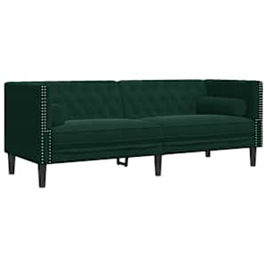 vidaXL 3-kohaline Chesterfield diivan rullpatjadega tumeroheline samet