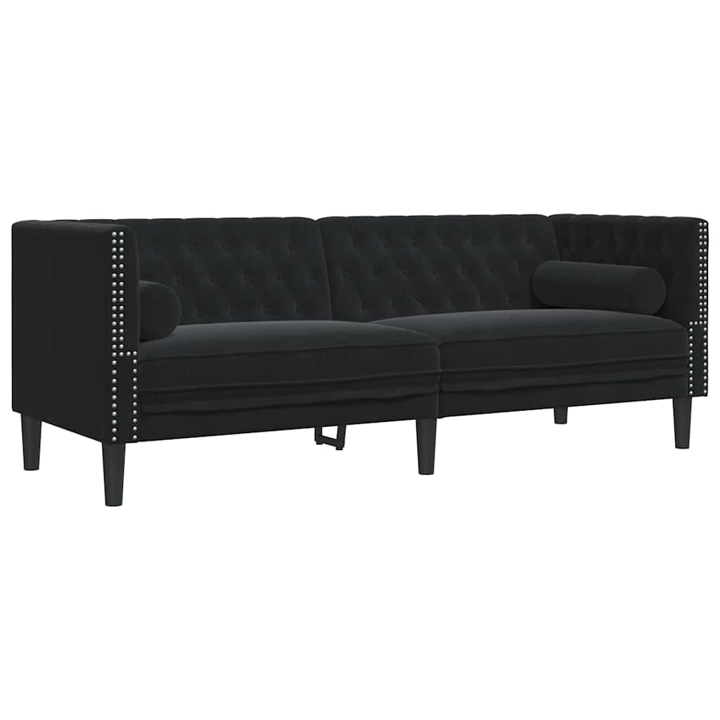 E-shop vidaXL 3-miestna pohovka Chesterfield s opierkami čierna zamat