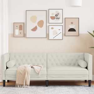 Kavč chesterfield z vzglavniki trosed krem žamet