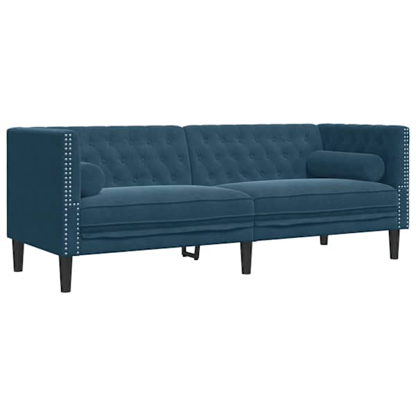 vidaXL 3-kohaline Chesterfield diivan rullpatjadega sinine samet