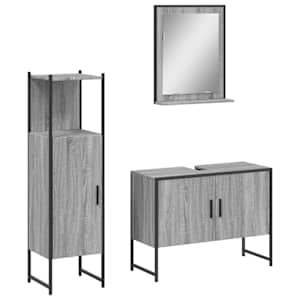 vidaXL 3-osaline vannitoakappide komplekt, hall Sonoma tamm, tehispuit