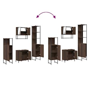 4dílný set koupelnového nábytku hnědý dub kompozitní dřevo - obrázek 9
