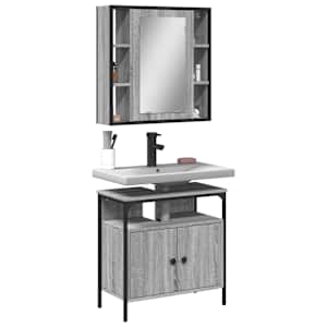 Kopalniško pohištvo 2 kosa siva sonoma inženirski les