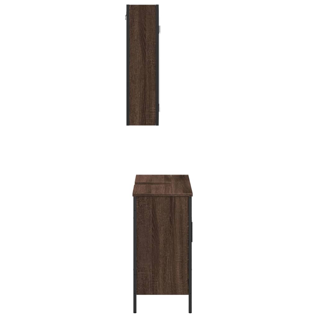  2-dielna sada kúpeľňového nábytku, hnedý dub, kompozitné drevo