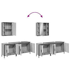3dílný set koupelnových skříněk šedý sonoma kompozitní dřevo - obrázek 9