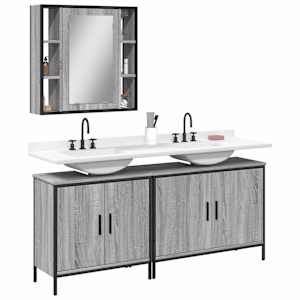 Komplet kopalniških omaric 3-delni siva sonoma inženirski les