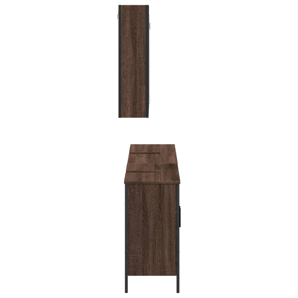  3-dielna sada kúpeľňových skriniek hnedý dub spracované drevo
