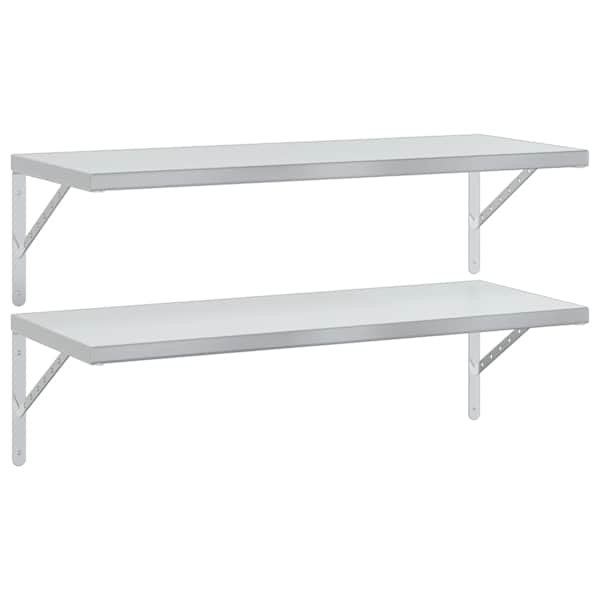 vidaXL seinariiulid 2 tk, 100x40 cm, h&otilde;bedane, roostevaba teras