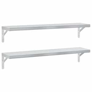 Nástěnné police 2 ks 100 x 23,5 cm stříbrné nerezová ocel - obrázek 2