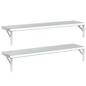 Nástěnné police 2 ks 100 x 23,5 cm stříbrné nerezová ocel - obrázek 4