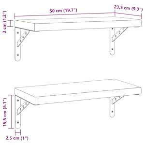Nástěnné police 2 ks 50 x 23,5 cm stříbrné nerezová ocel - obrázek 9