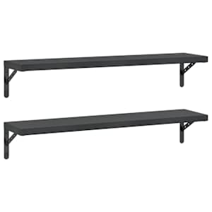 Nástěnné police 2 ks 100 x 23,5 cm černé nerezová ocel - obrázek 2