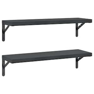 Nástěnné police 2 ks 75 x 23,5 cm černé nerezová ocel - obrázek 2
