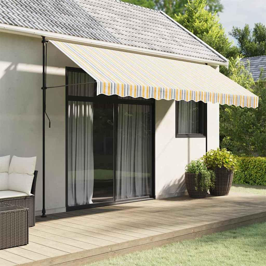 vidaXL Pânză de rezervă copertină, dungi multicolore, 4x3,5 m