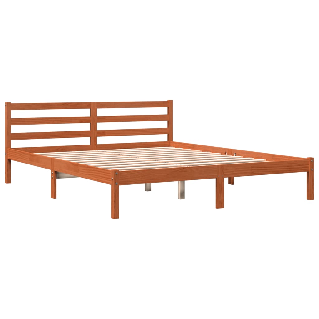 vidaXL Bedframe zonder matras massief grenenhout wasbruin 200x200 cm afbeelding