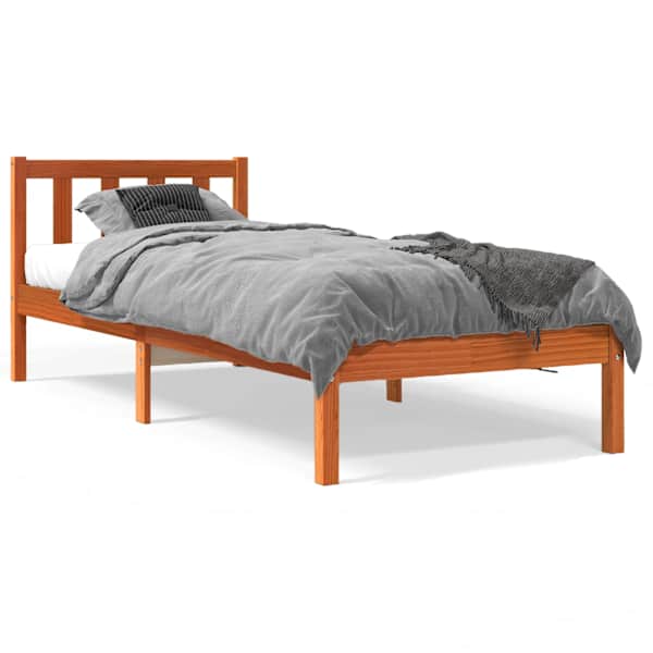 vidaXL voodiraam ilma madratsita, vahapruun, 75 x 190 cm, m&auml;nnipuit