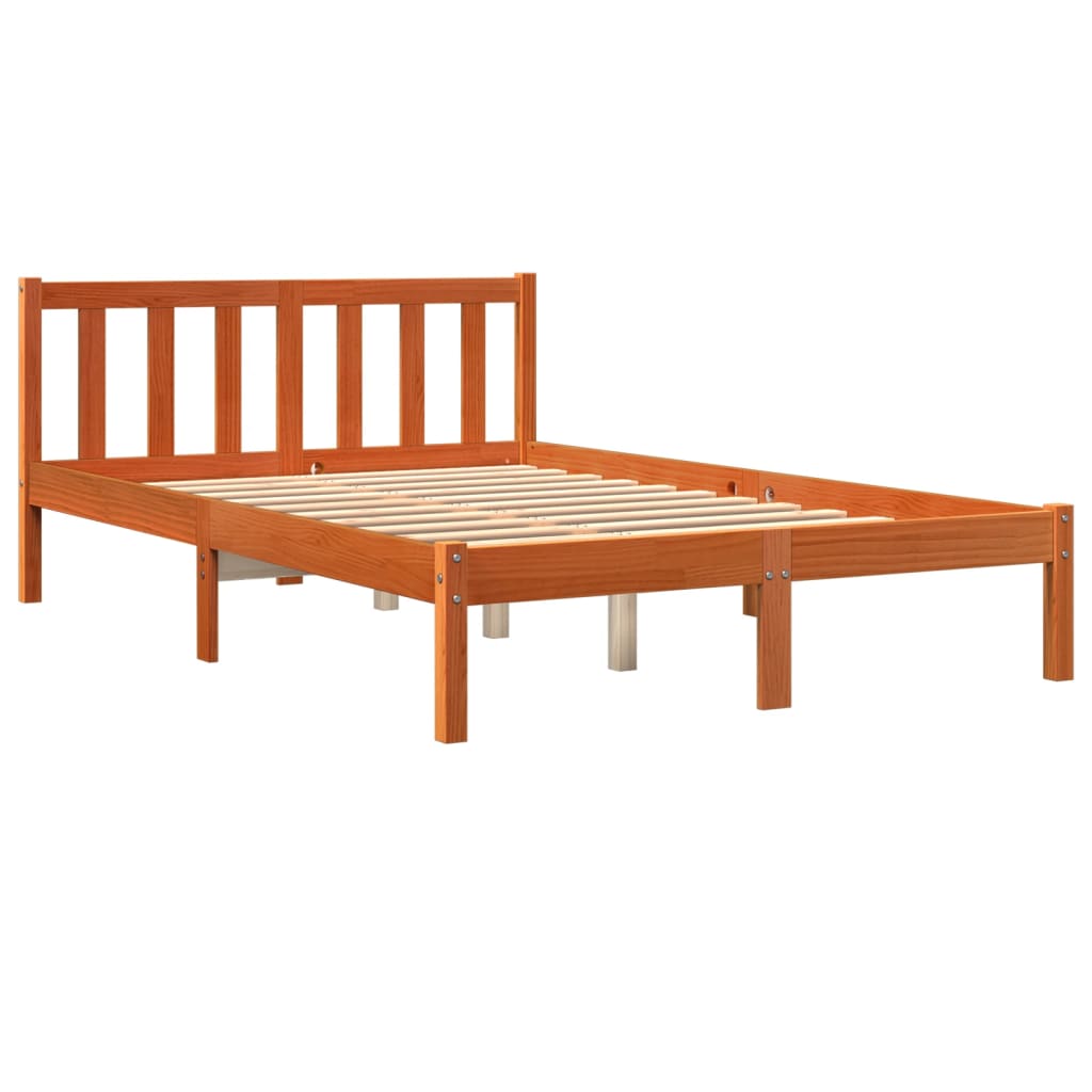 vidaXL Sänky ilman patjaa vahanruskea 120x190 cm täysi mänty