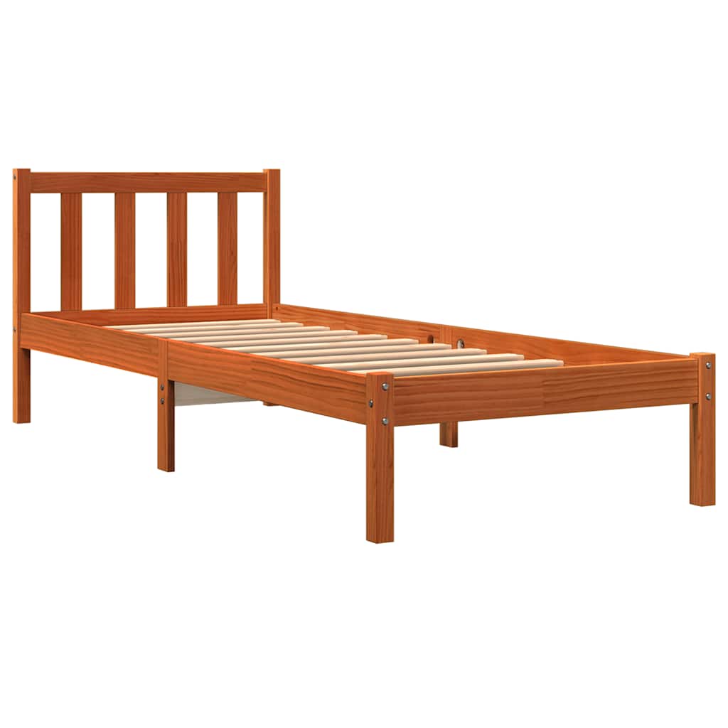 vidaXL Bedframe zonder matras massief grenenhout wasbruin 100x200 cm afbeelding