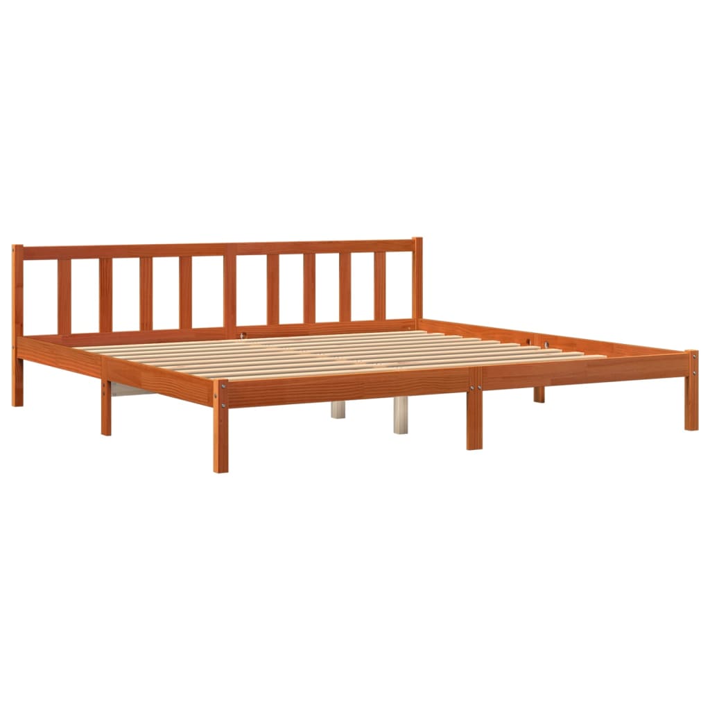 vidaXL Bedframe zonder matras massief grenenhout wasbruin 180x200 cm afbeelding