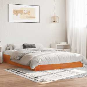 Posteljni okvir brez vzmetnice voščeno rjav 120x200 cm borovina
