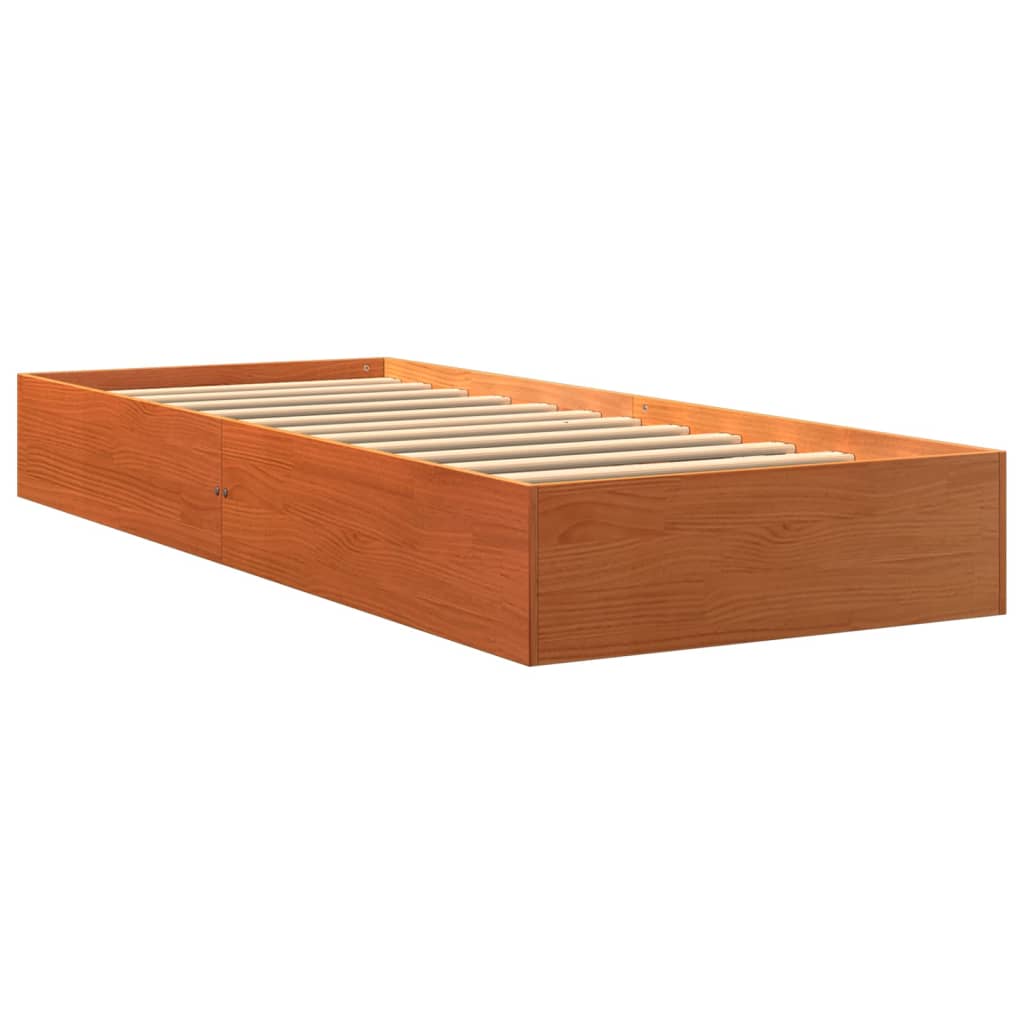 vidaXL Bedframe zonder matras massief grenenhout wasbruin 90x190 cm afbeelding