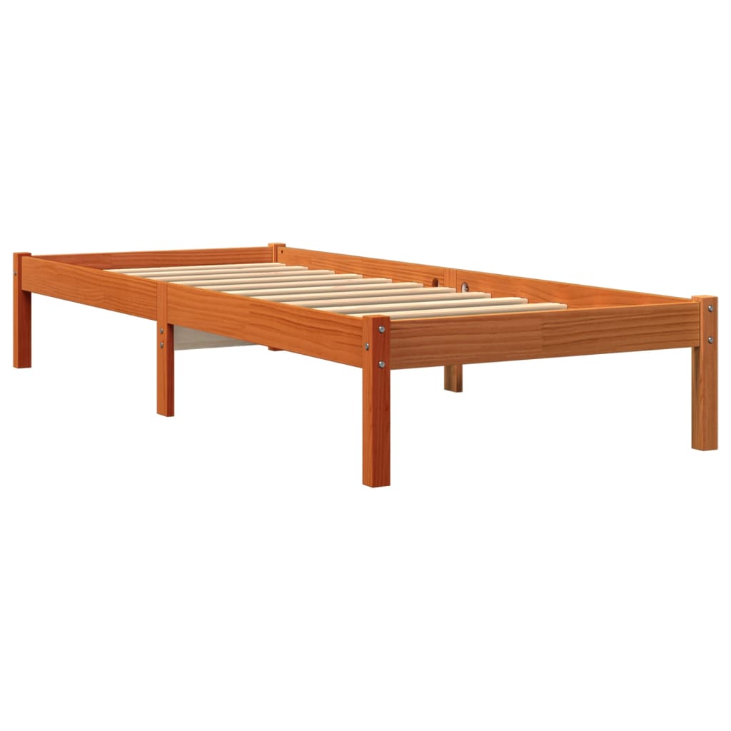 vidaXL Bedframe zonder matras massief grenenhout wasbruin 75x190 cm afbeelding