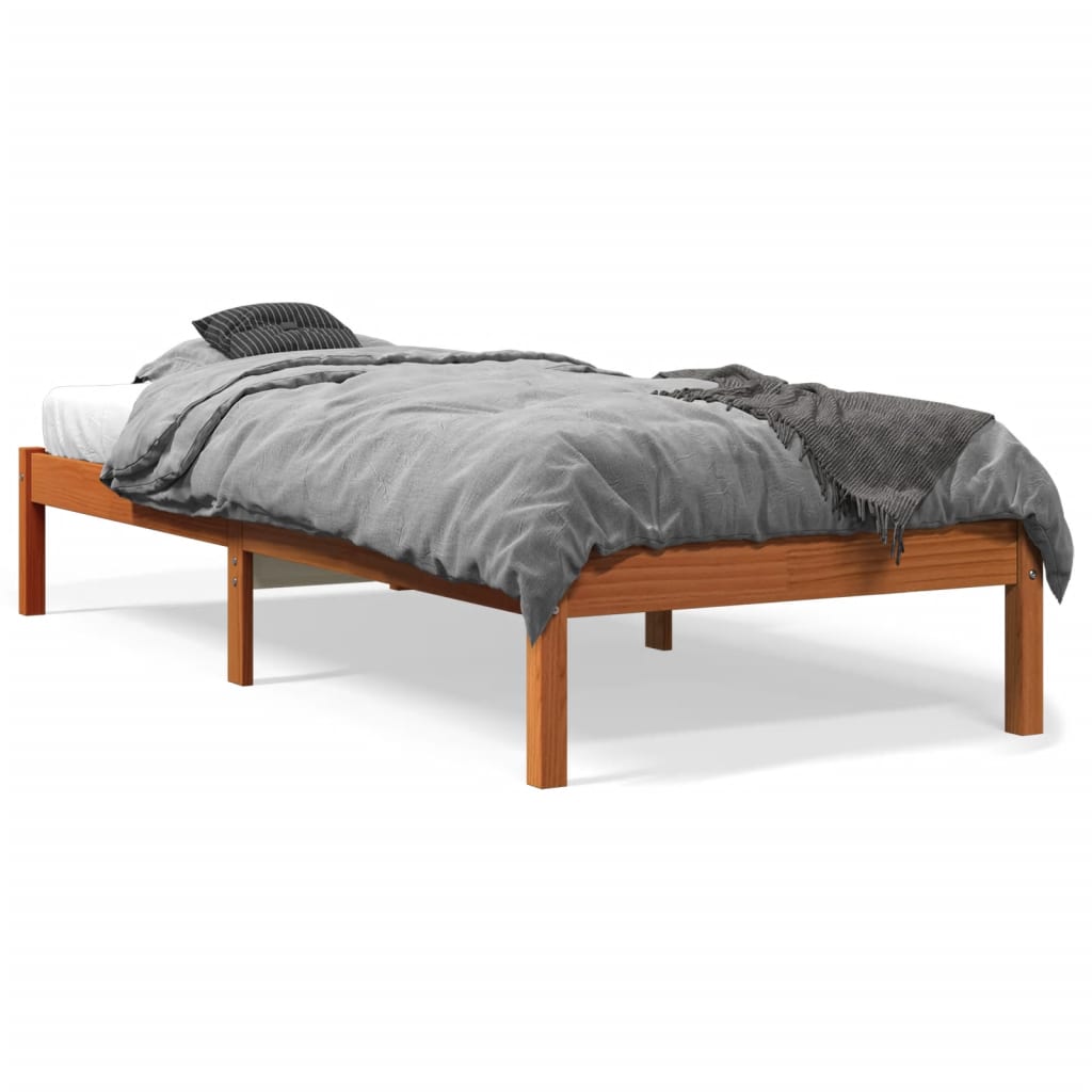 Thumbnail - vidaXL Massivholzbett ohne Matratze Wachsbraun 90x190 cm Kiefernholz
